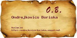 Ondrejkovics Boriska névjegykártya